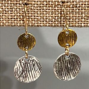 Gold Toned and Silver Toned Coin Drop Earrings